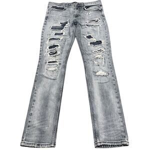 PacSun Stacked Skinny Jeans Men 30x30 Light‎ Wash Distressed Ripped Denim